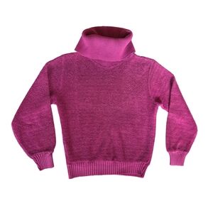 VTG 80s Textured Slinky Acrylic Cowl Neck, Deep Pink, Small